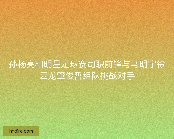 孙杨亮相明星足球赛司职前锋与马明宇徐云龙肇俊哲组队挑战对手